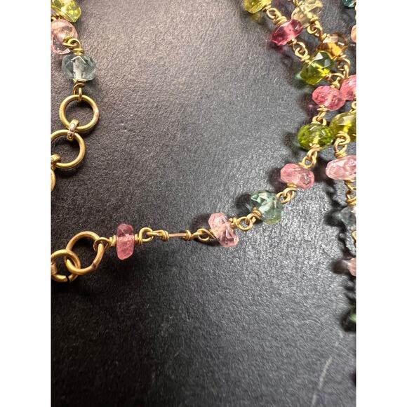 Vintage 14k & 18k gold watermelon tourmaline pendant necklace - Picture 5 of 16